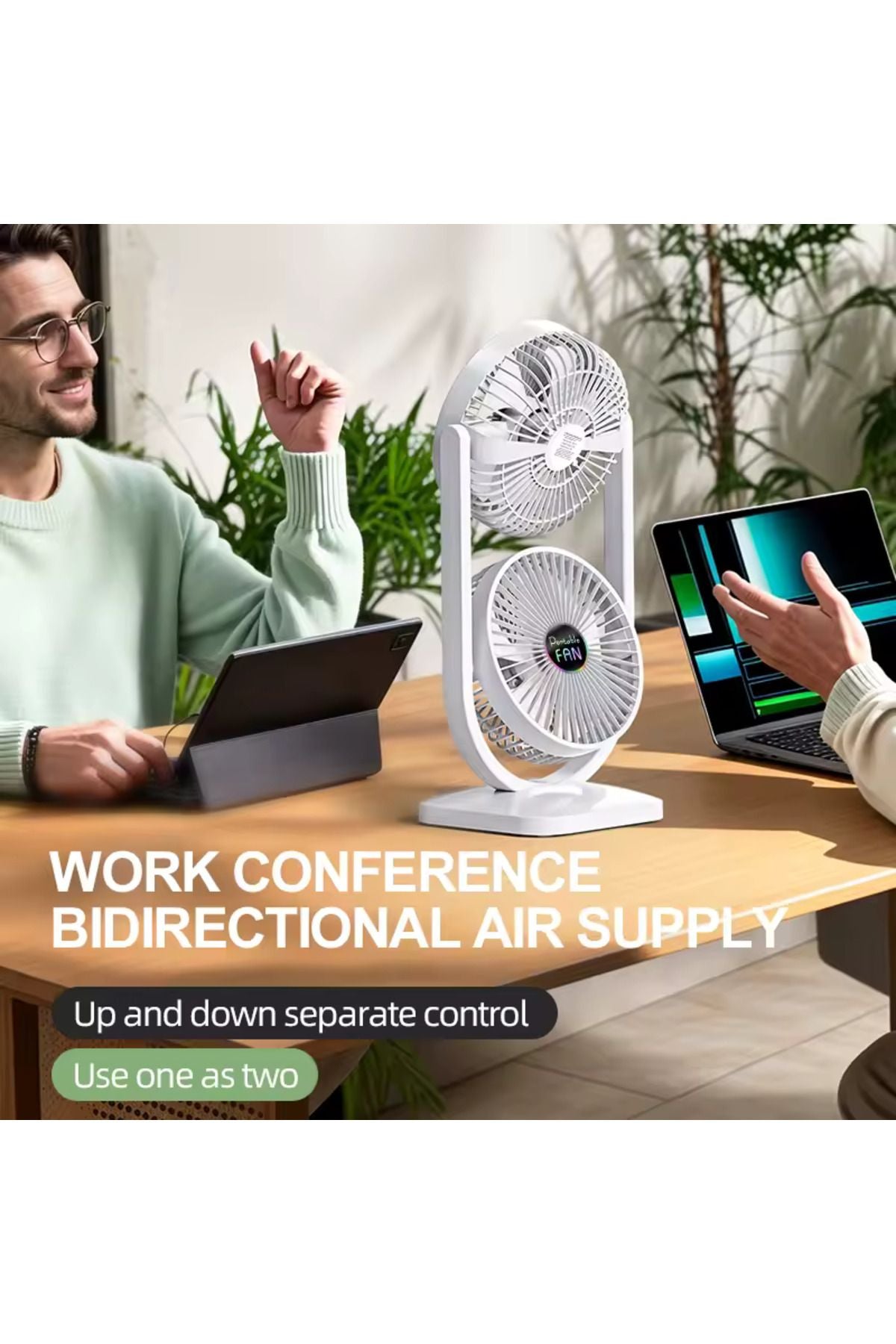 Airstorr 2 in 1 Dual Head Fan Ideal for Indoor and Outdoor Separate Up Down Control, Two Way Cooling