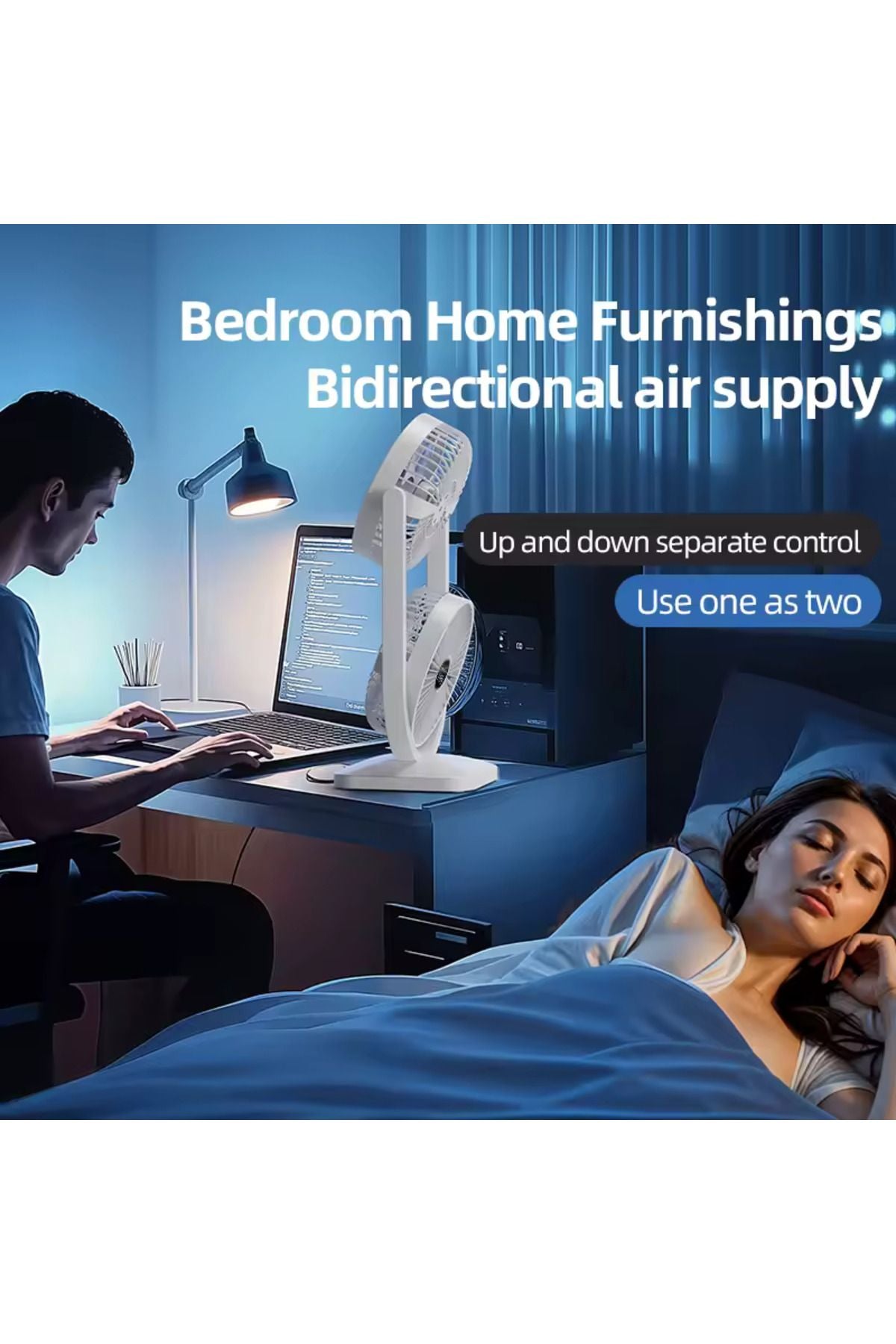 Airstorr 2 in 1 Dual Head Fan Ideal for Indoor and Outdoor Separate Up Down Control, Two Way Cooling
