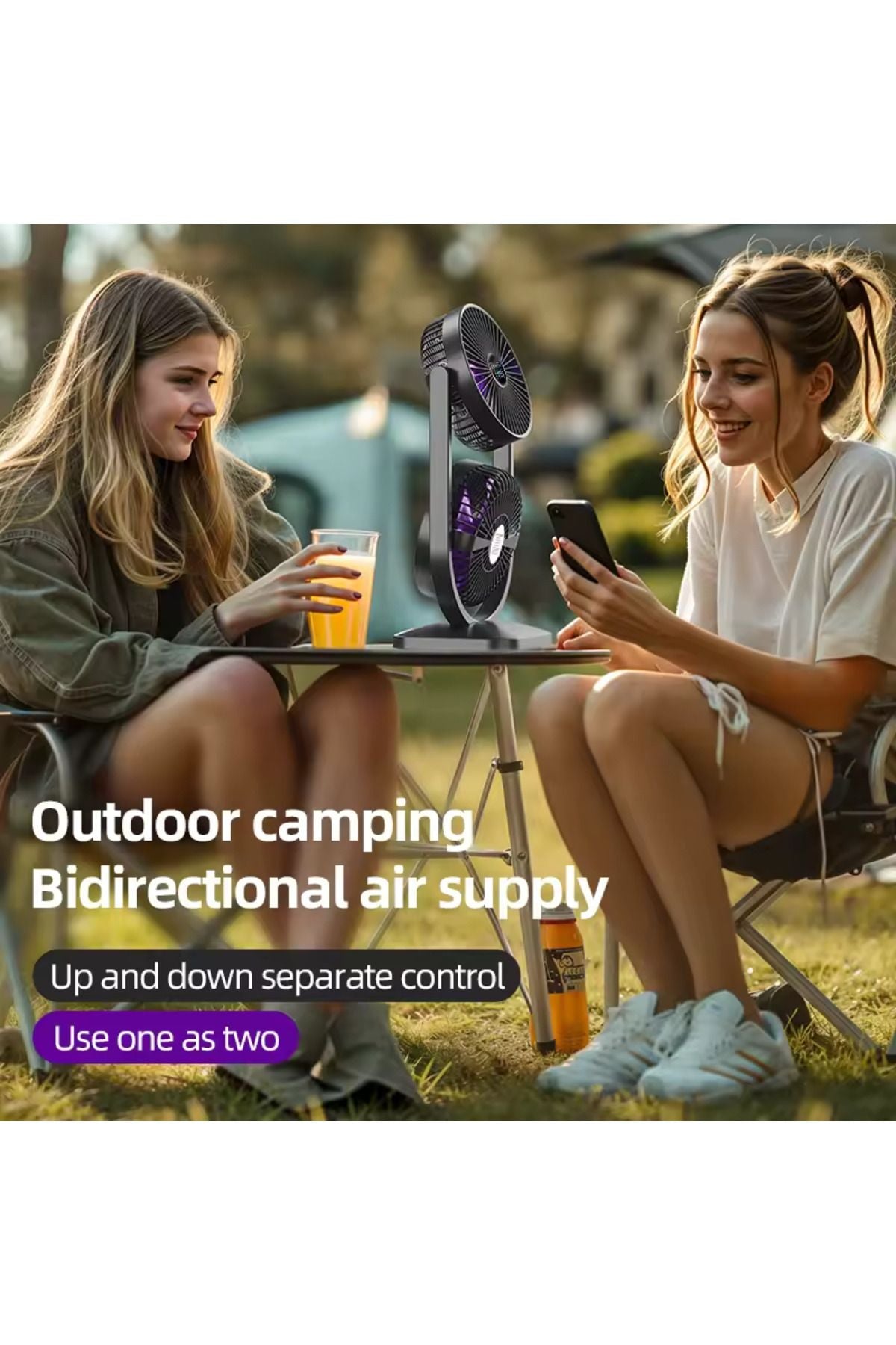Airstorr 2 in 1 Dual Head Fan Ideal for Indoor and Outdoor Separate Up Down Control, Two Way Cooling